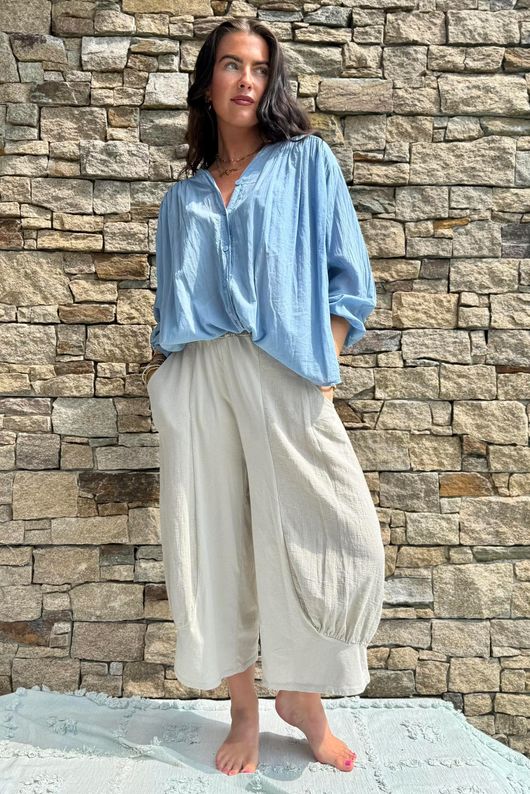 Shayle Indian Cotton Smock Shirt Denim